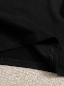 SHEIN EZwear Plus Colorblock Raglan Sleeve Top - Black - View 5