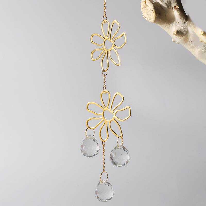 

Crystal Pendant Flower Wall Hanging, Gold
