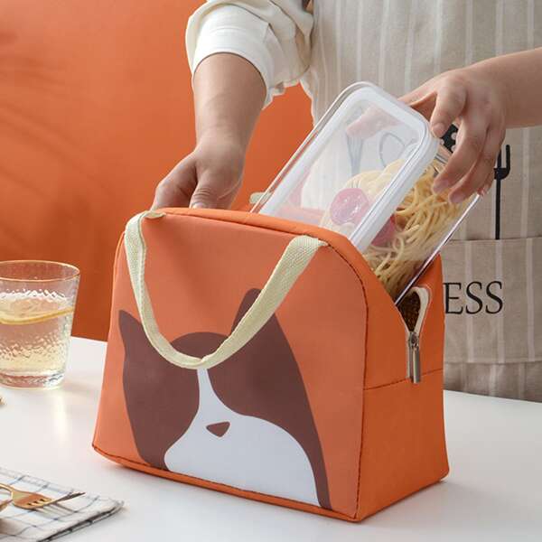 

Cartoon Graphic Insulated Lunch Box Bag, Orange