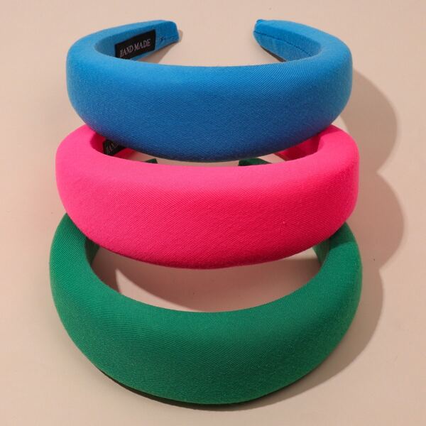 

3pcs Padded Hair Hoop, Multicolor
