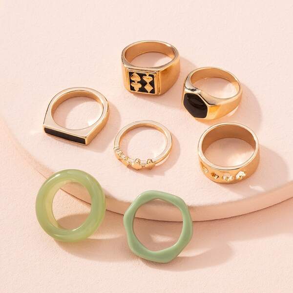 

7pcs Hexagon Decor Ring, Multicolor