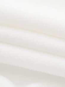 INAWLY Solid Zip Up Drawstring Drop Shoulder Hoodie - White - View 5