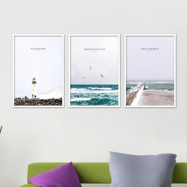 

3pcs Landscape Print Unframed Painting, Multicolor