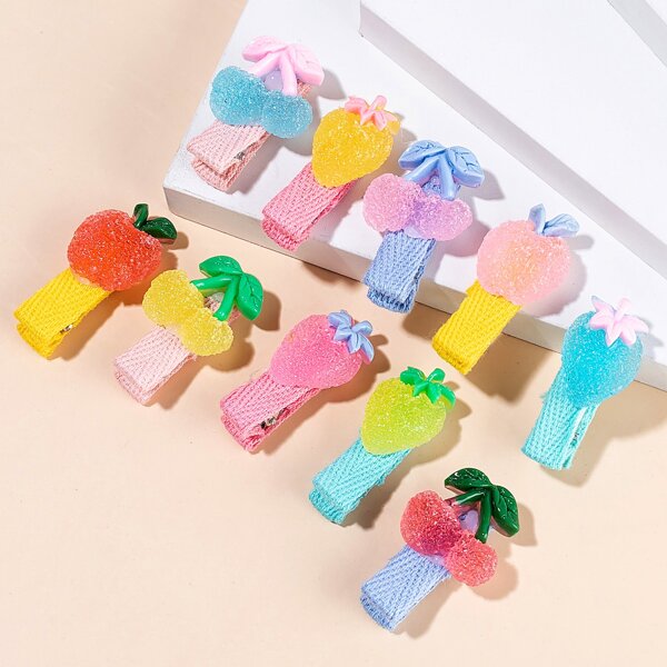 

10pcs Fruit Decor Hair Clip, Multicolor
