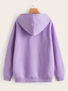 SHEIN EZwear Áo nỉ Dây kéo Túi màu trơn Giải trí - Màu Lilac Tím - Xem 2