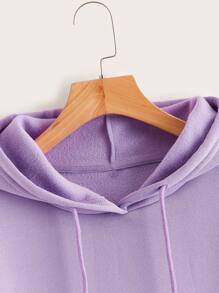 SHEIN EZwear Áo nỉ Dây kéo Túi màu trơn Giải trí - Màu Lilac Tím - Xem 3