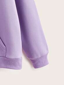 SHEIN EZwear Áo nỉ Dây kéo Túi màu trơn Giải trí - Màu Lilac Tím - Xem 5