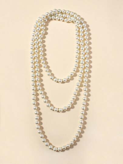 Faux Pearl Beaded Necklace