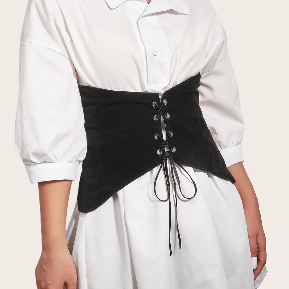 

Lace Up Corset Belt, Black