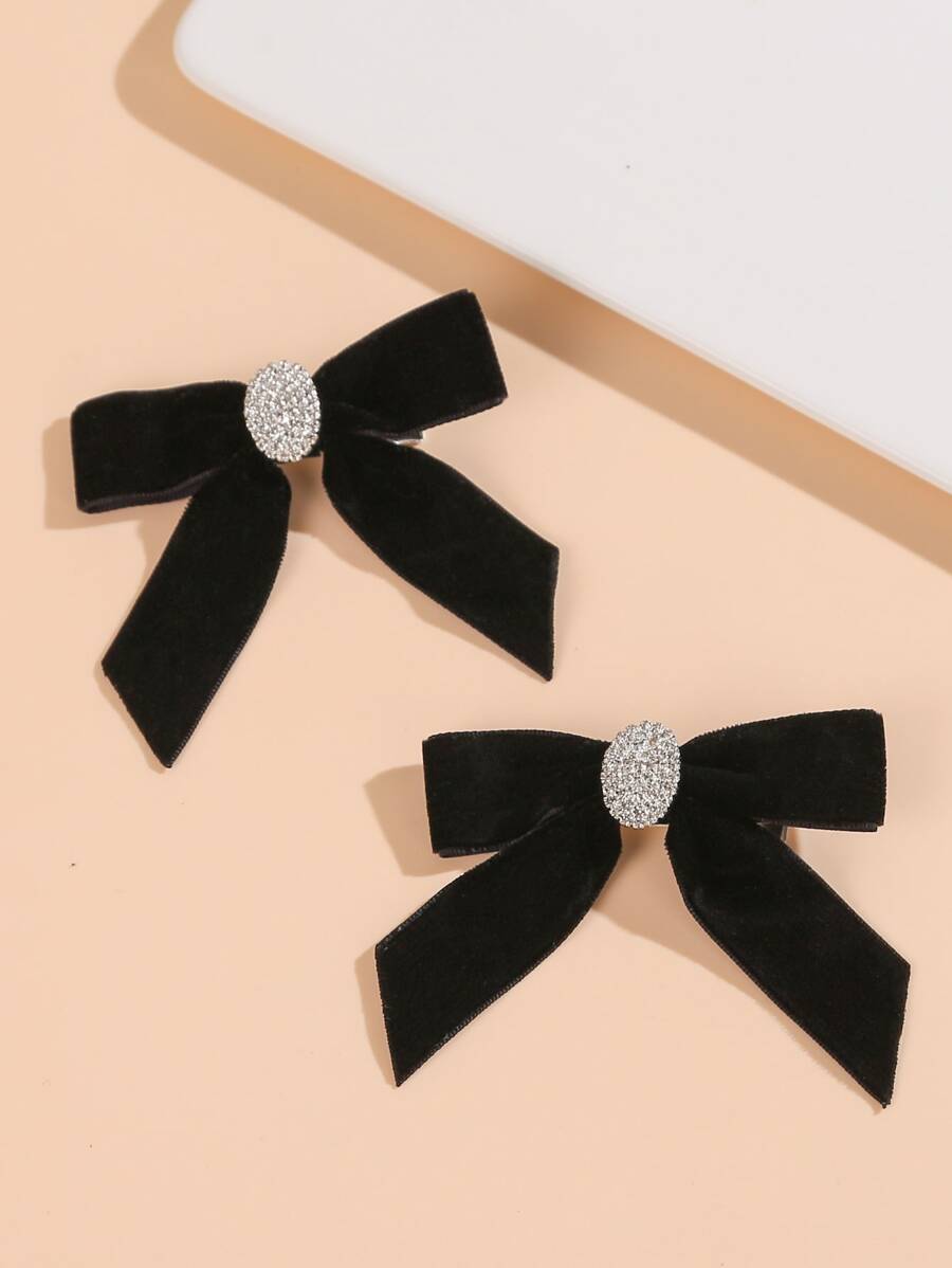 女孩2入組蝴蝶結裝飾髮夾 - 黑色 - 查看 1