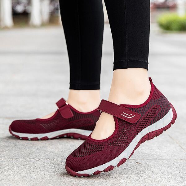 

Breathable Velcro Strap Sneakers, Red