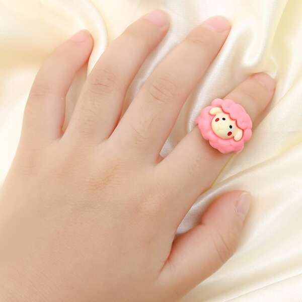 

Toddler Girls Cartoon Animal Decor Ring, Watermelon pink