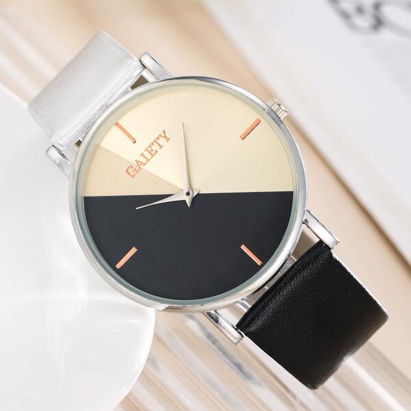 

Two Tone Dial Round Pointer Quartz Watch