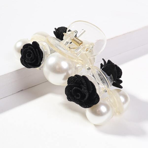 

Flower & Faux Pearl Decor Hair Claw, Multicolor