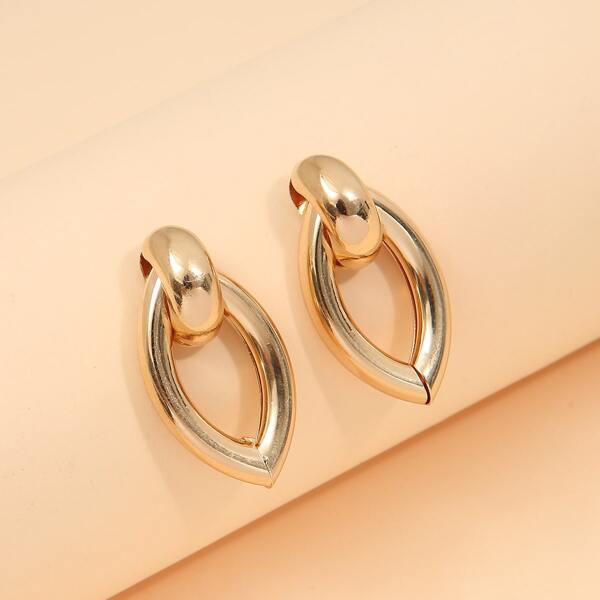 

Geometric Design Metal Earrings, Gold