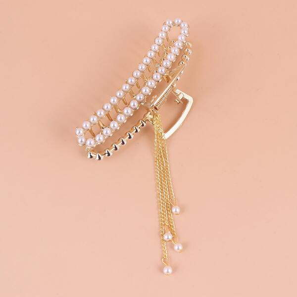 

Faux Pearl Hair Claw, Gold