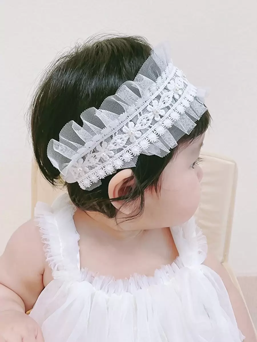 嬰兒人造珍珠裝飾髮箍 - 白色 - 查看 1