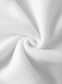 INAWLY Letter Graphic Kangaroo Pocket Drop Shoulder Drawstring Thermal Hoodie - White - View 3