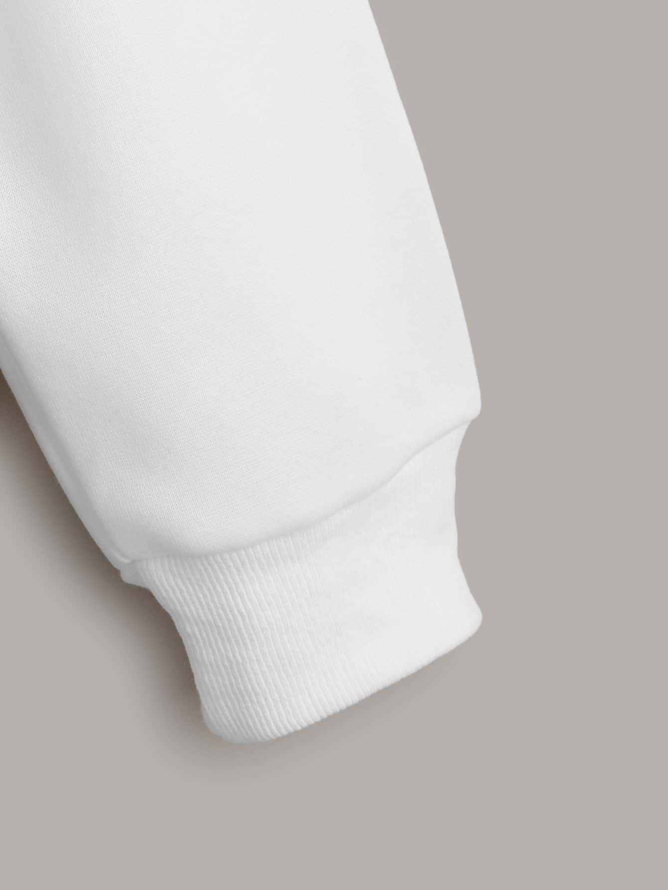 INAWLY Capucha térmica con estampado de letra con bolsillo de canguro de hombros caídos con cordón - Blanco - Añade 6