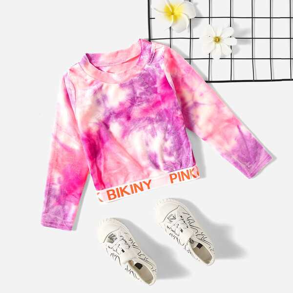 

Toddler Girls Letter Taped Tie Dye Tee, Multicolor