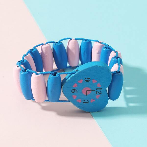

Toddler Girls Heart Clock Decor Bracelet, Blue