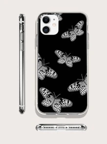 Kelebek desenli telefon kılıfı - Siyah - Görünüm 3