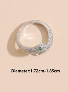 Rhinestone Snake Decor Ring - Silver - View 3