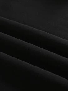 SHEIN EZwear Áo nỉ Lá thư & In rắn Thả vai Lót nhiệt - màu đen - Xem 5