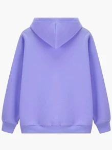 INAWLY 心形圖案落肩連帽衫 - 紫羅蘭色 - 查看 2