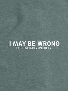 SHEIN LUNE Áo thun nữ Slogan Giải trí - Màu xanh lá cây đậm - Xem 3