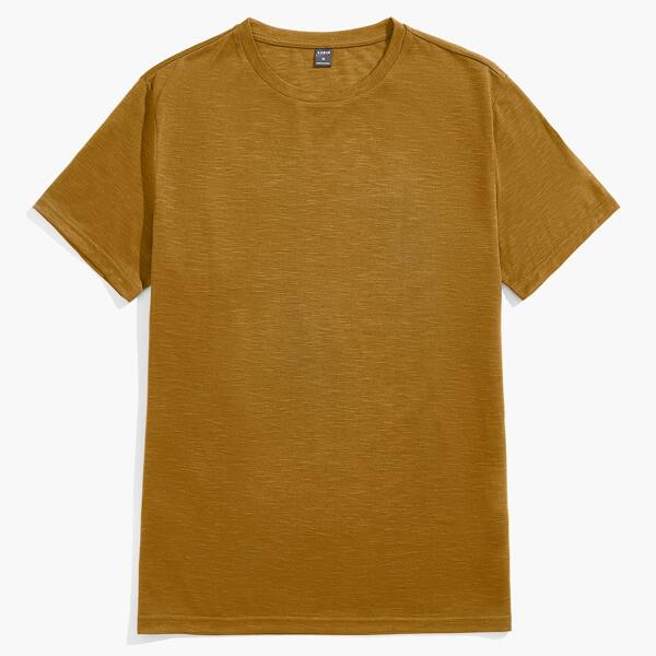 

Men Short Sleeve Marled Tee, Brown