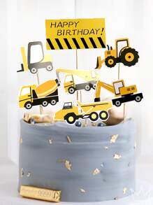 7pcs Excavator Shaped Cake Topper - Multicolor - View 1