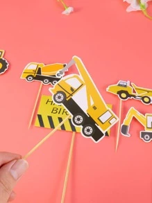 7pcs Excavator Shaped Cake Topper - Multicolor - View 2