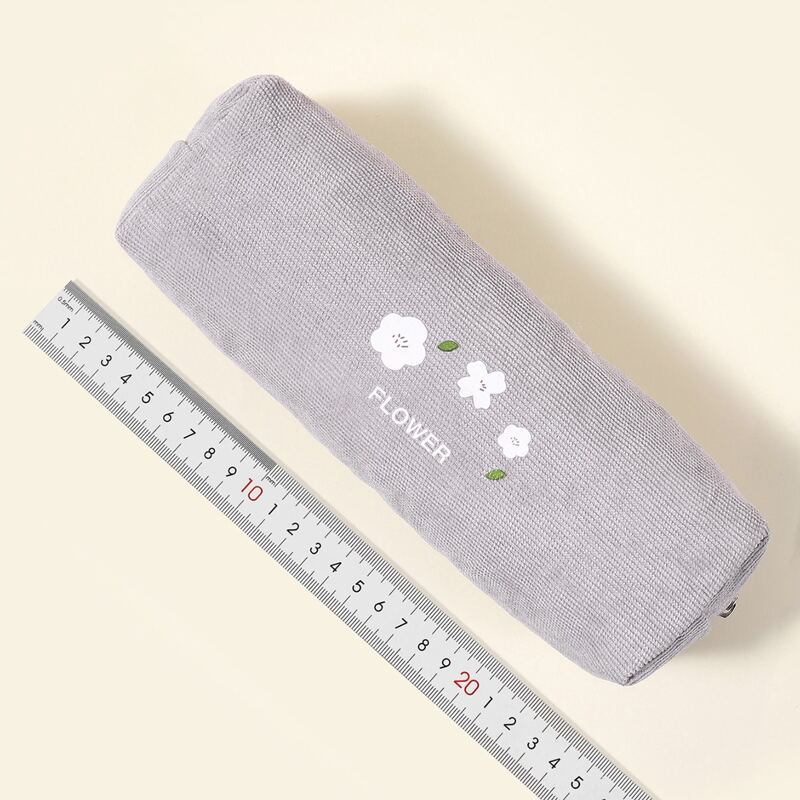 

Flower Print Pencil Bag, Light grey