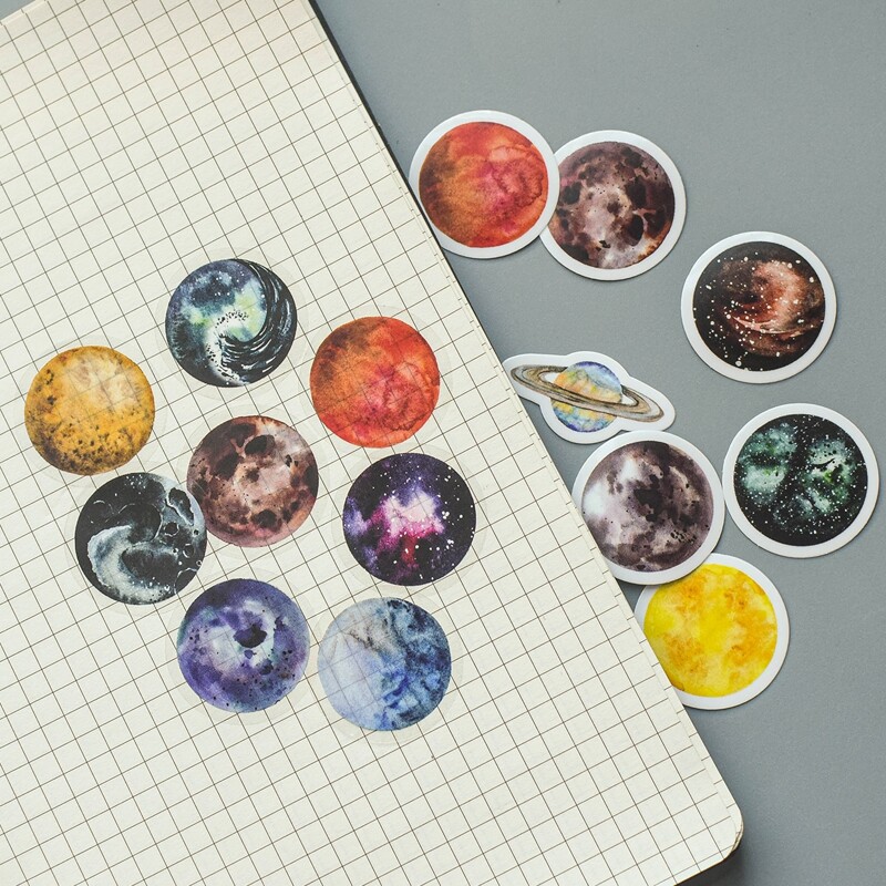 

40pcs Planet Print Sticker, Multicolor