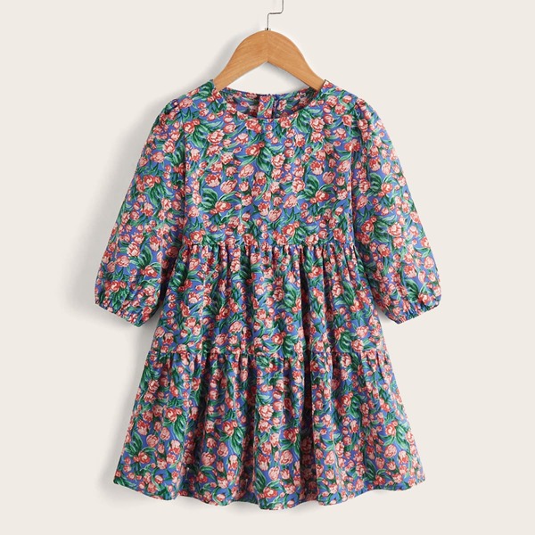 

Toddler Girls Floral Print Zip Back Dress, Multicolor
