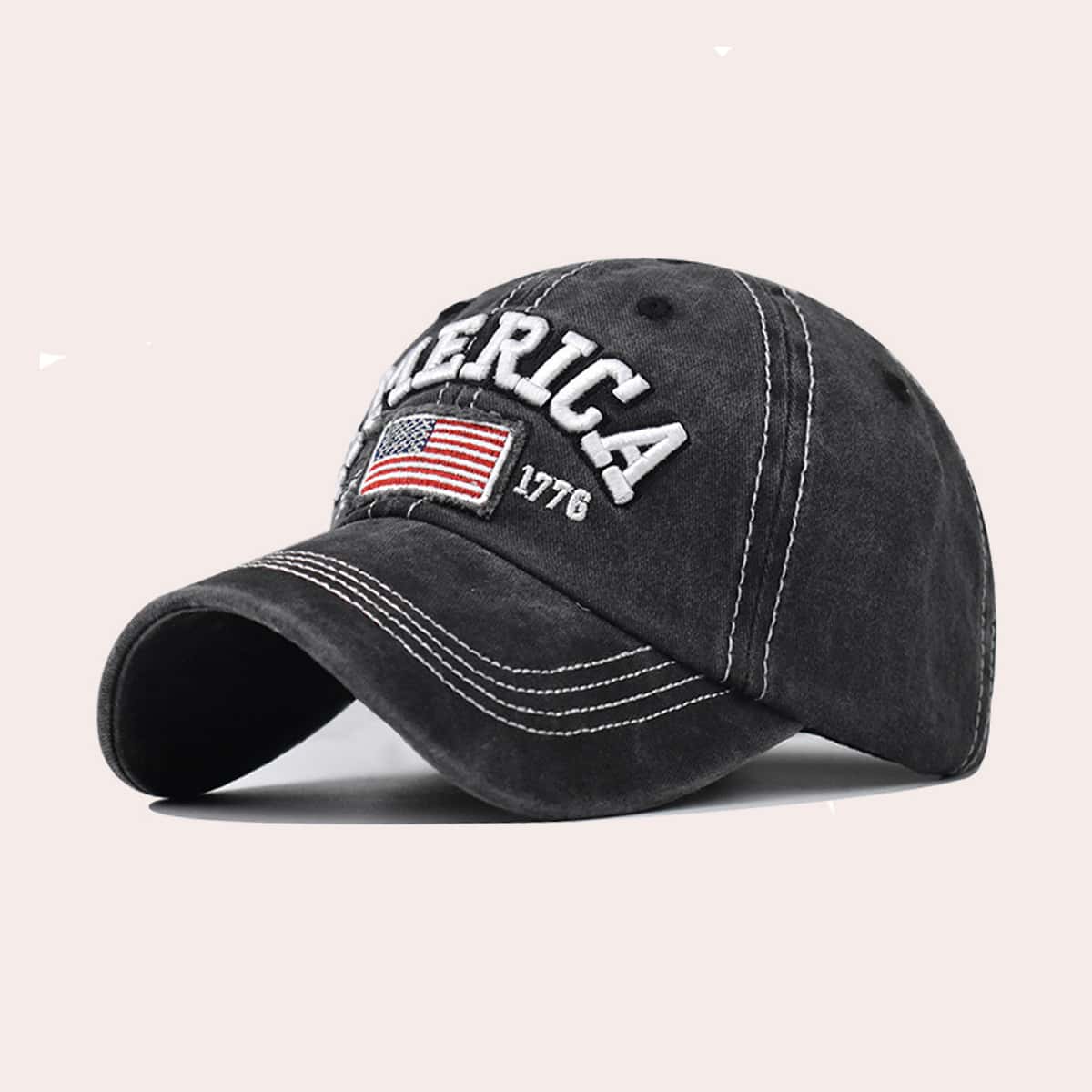 

Guys Letter Graphic Embroidery Baseball Cap, Black