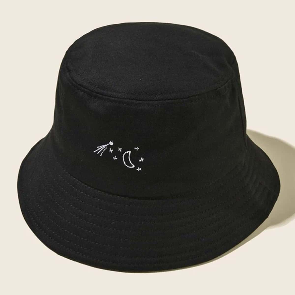 

Guys Graphic Embroidery Bucket Hat, Black