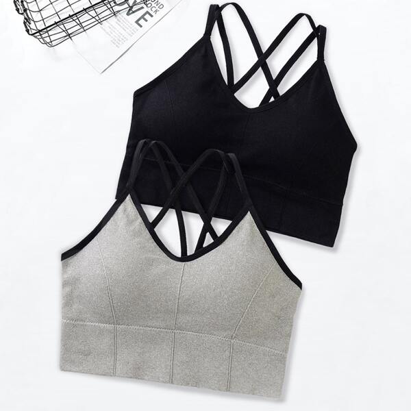 

Girls 2pack Criss Cross Backless Bralette, Multicolor
