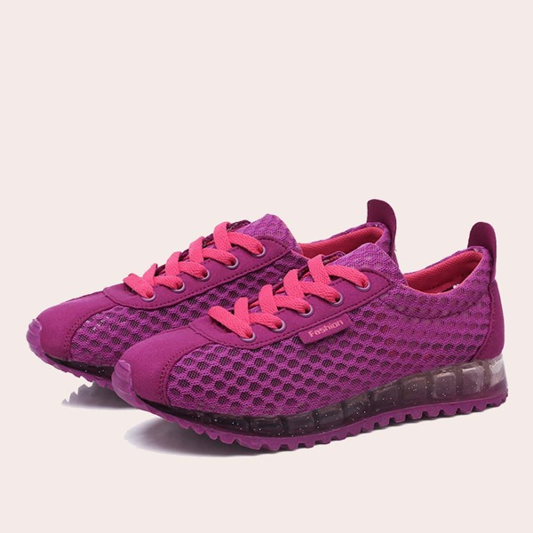 

Breathable Lace-up Front Chunky Sole Trainers, Purple
