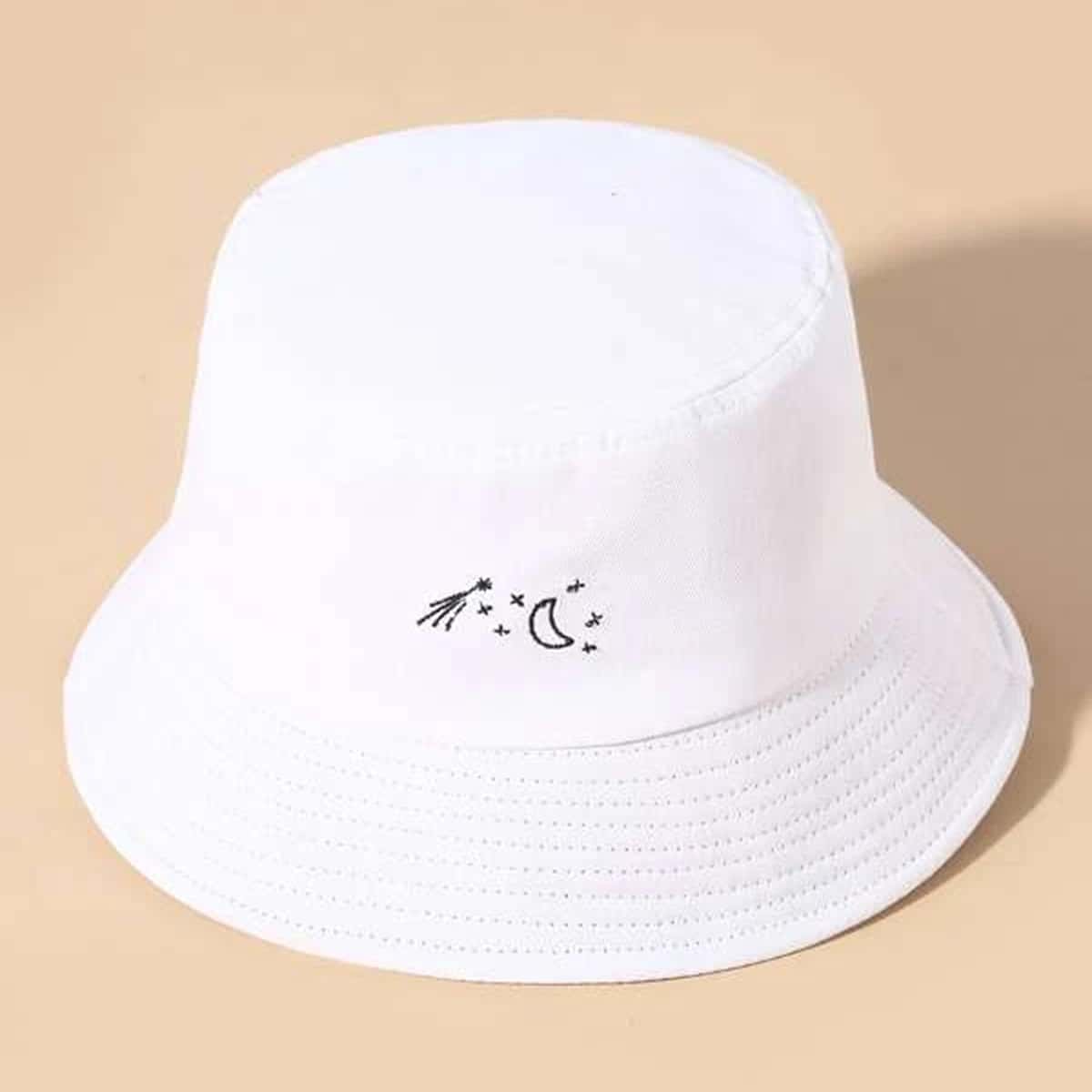 

Guys Graphic Embroidery Bucket Hat, White