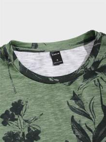 GENTILAND 男士熱帶圖案T恤 - 綠色 - 查看 3