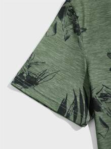 GENTILAND 男士熱帶圖案T恤 - 綠色 - 查看 4