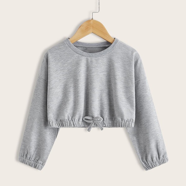 

Toddler Girls Bow Drop Shoulder Sweatshirt, Grey
