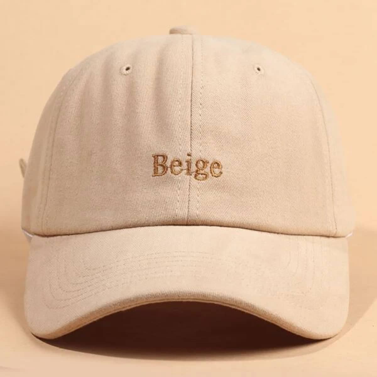 

Guys Letter Graphic Embroidery Baseball Cap, Beige