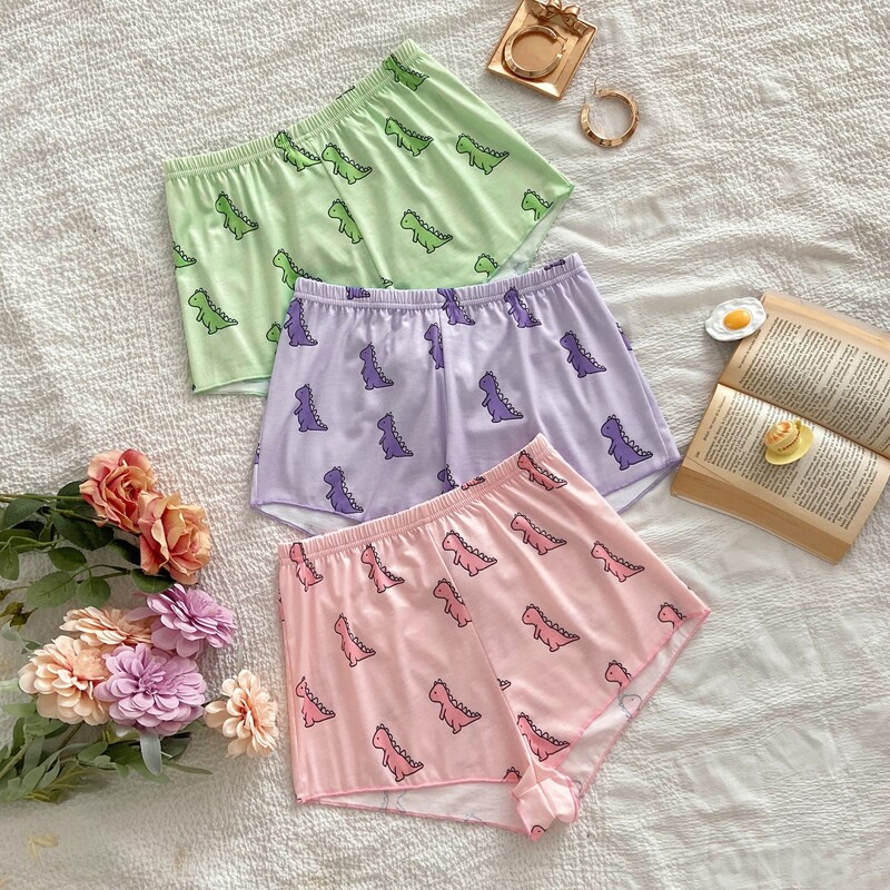 

3pcs Cartoon Dinosaur Graphic Sleep Bottom, Multicolor