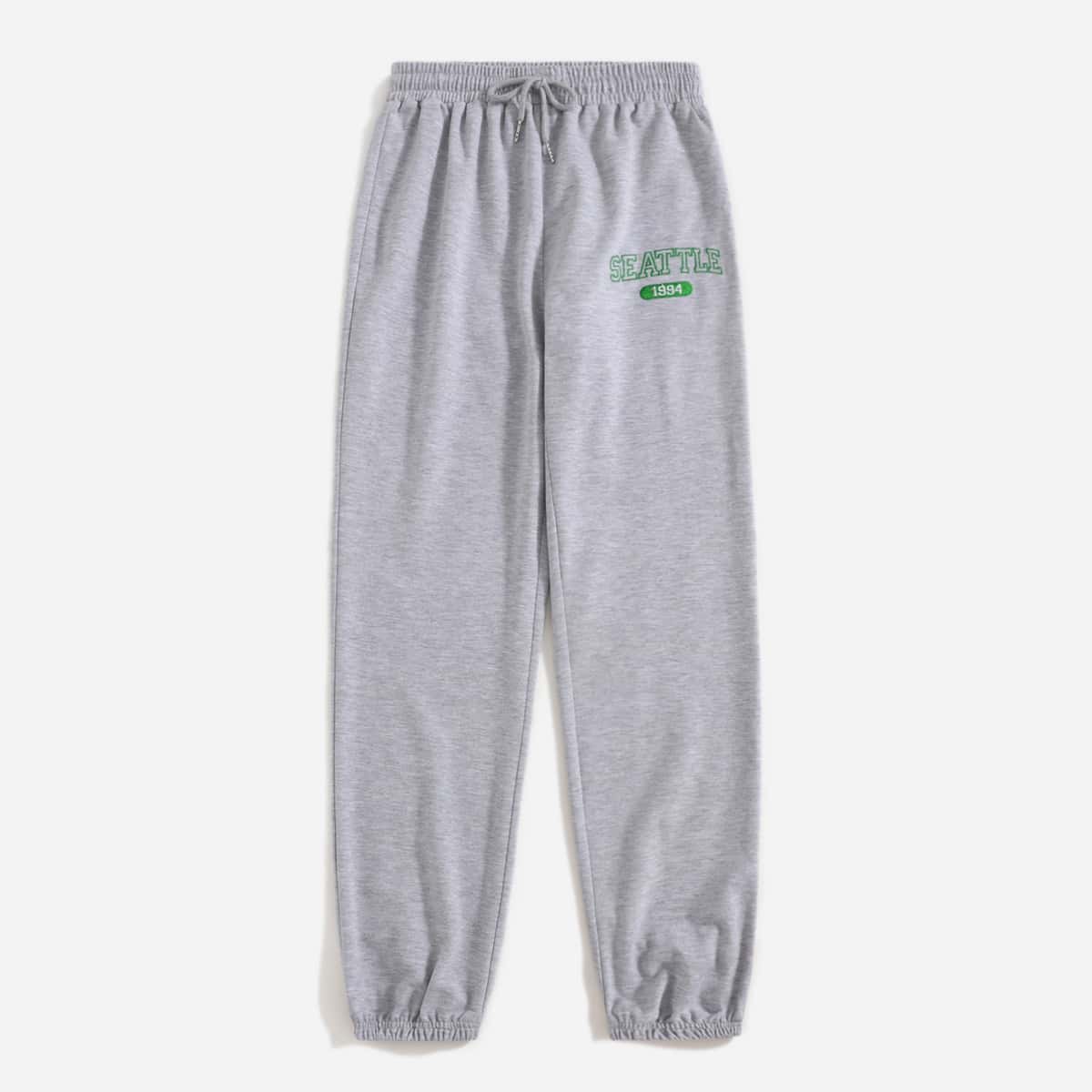 

Letter Embroidery Drawstring Sweatpants, Light grey