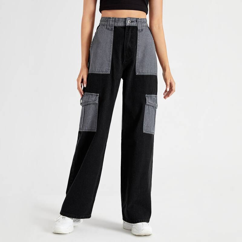 

Colorblock Cargo Jeans, Multicolor