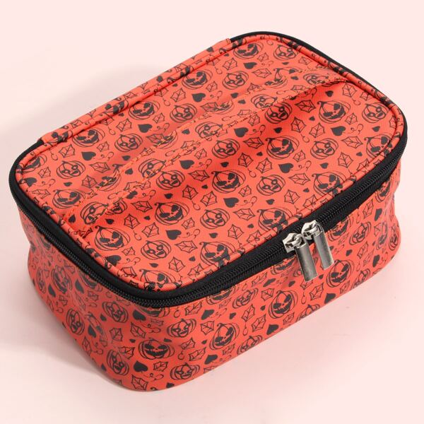

Halloween Pumpkin Pattern Square Makeup Bag, Orange
