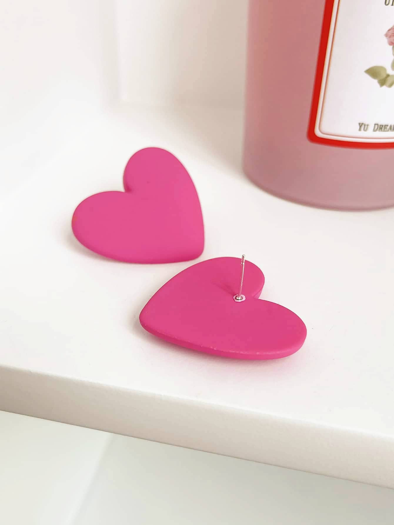 

Heart Stud Earrings, Hot pink